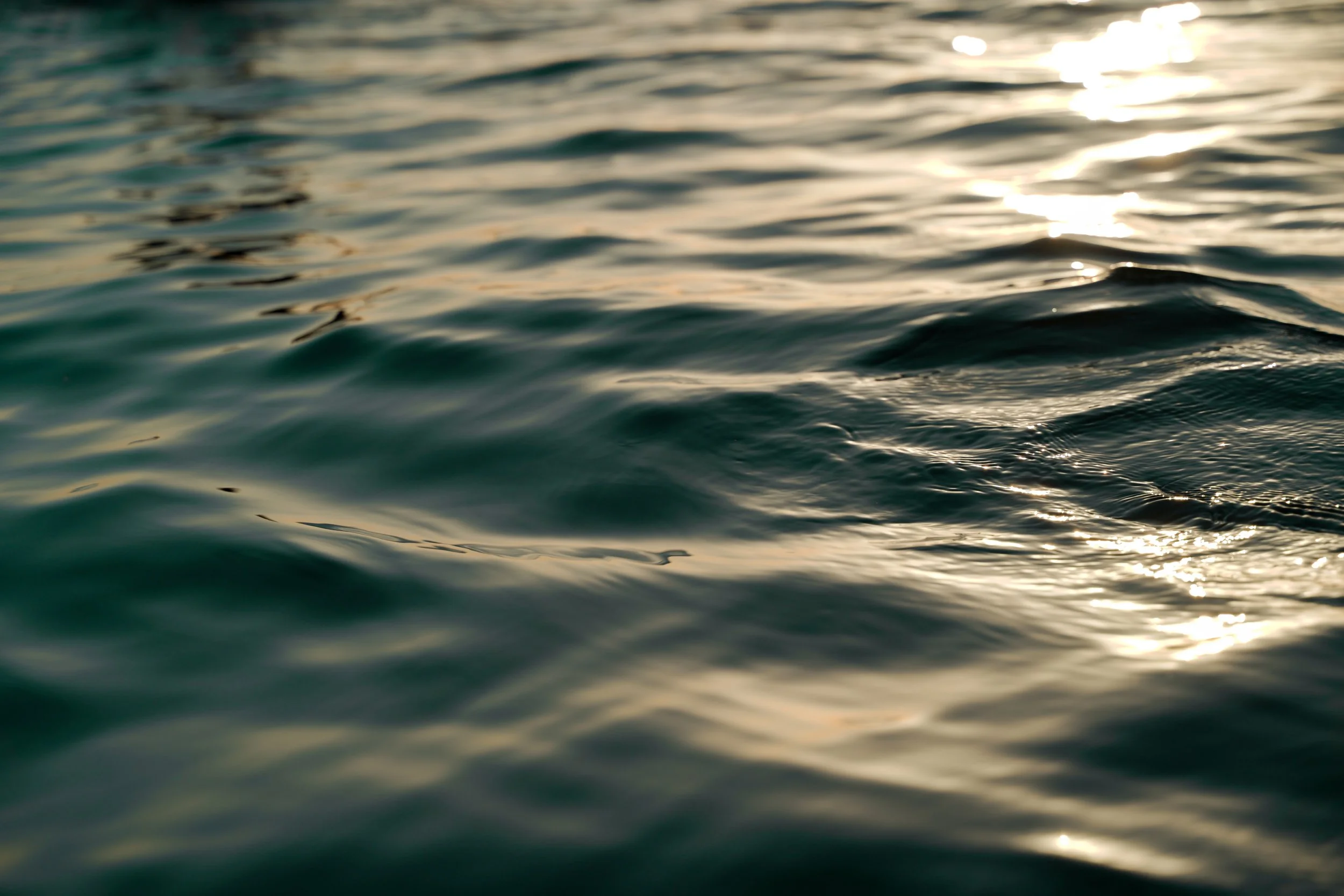 Sunlight moving across the surface of water